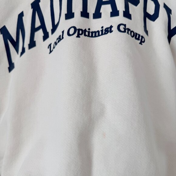 Madhappy Campus Fleece Oversized Optic White Crewneck Sweatshirt. XS can fit M - Picture 3 of 6